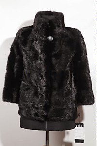 Норковый полушубок-жакет, цвет черный бриллиант.2023